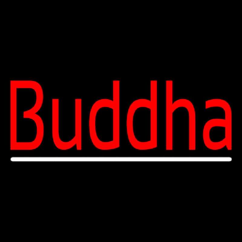 Red Buddha With Line Neon Skilt