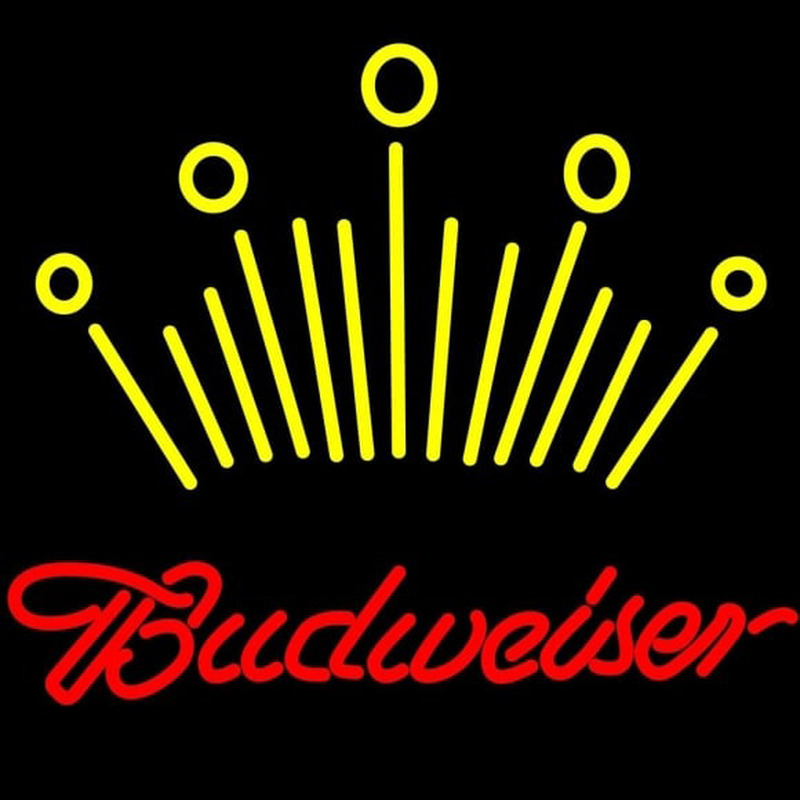 Red Budweiser Yellow Crown Beer Sign Neon Skilt