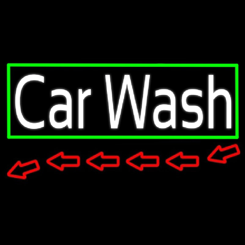 Red Car Wash With Border Neon Skilt