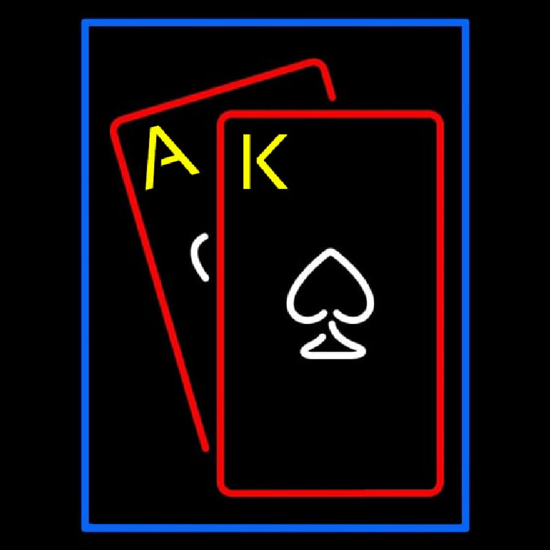 Red Cards Tarot Blue Border Neon Skilt