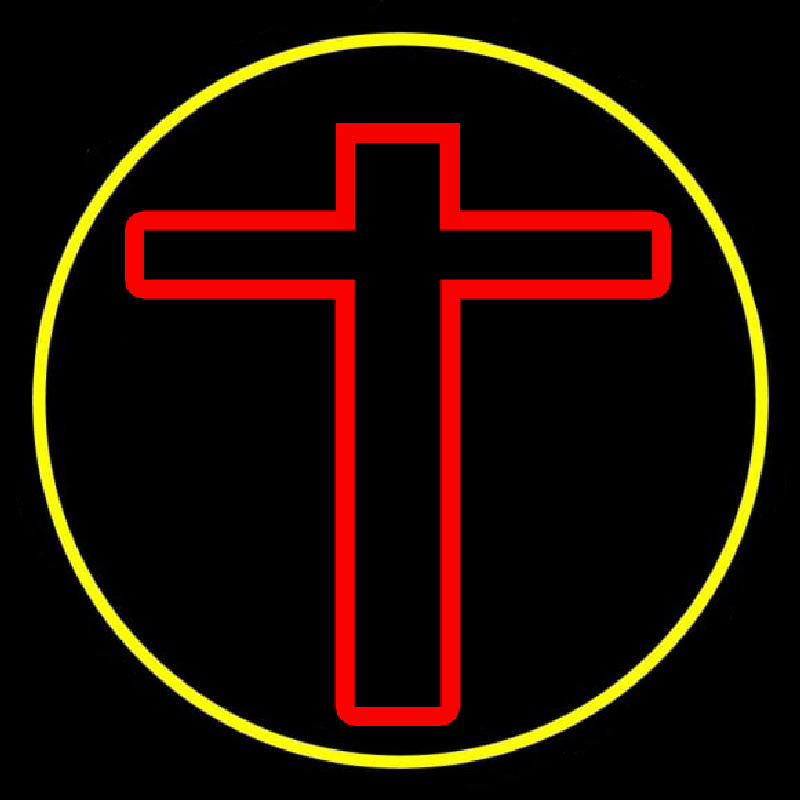 Red Christian Cross Neon Skilt