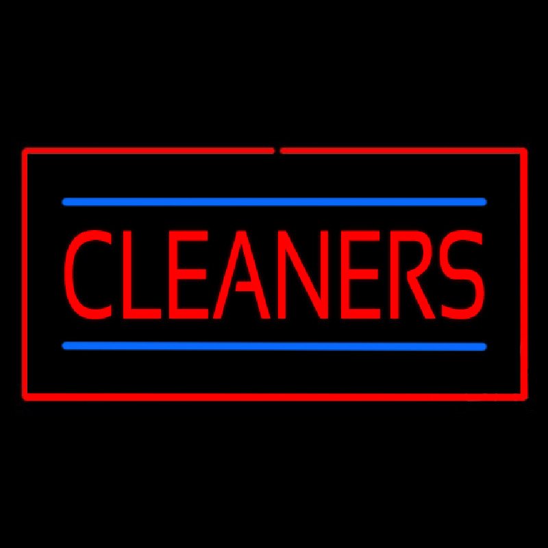 Red Cleaners Blue Lines Red Border Neon Skilt