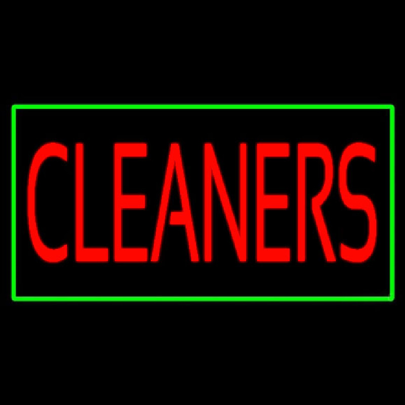 Red Cleaners Green Border Neon Skilt