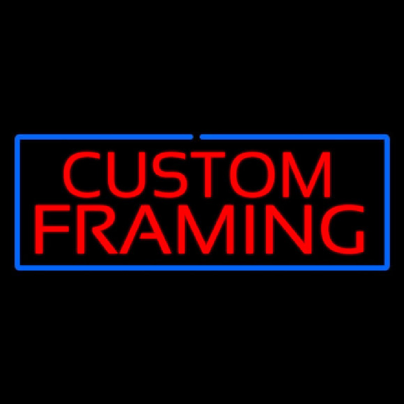 Red Custom Framing Blue Border Neon Skilt