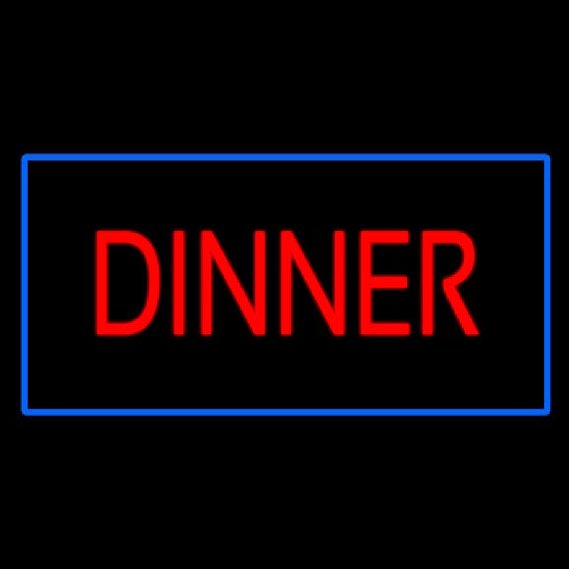 Red Dinner Rectangle Blue Neon Skilt