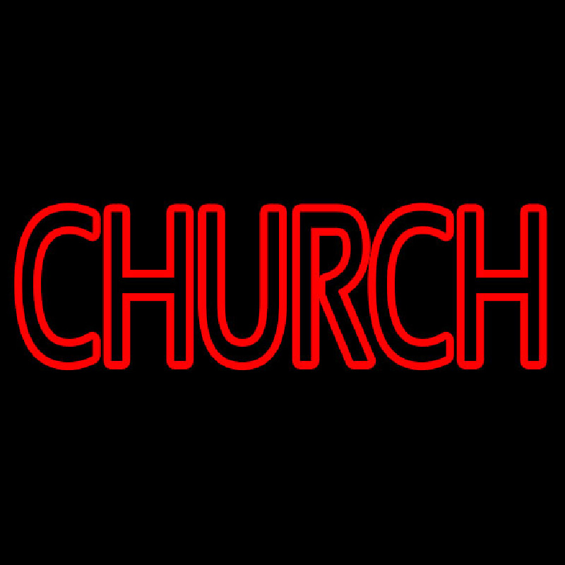 Red Double Stroke Church Neon Skilt