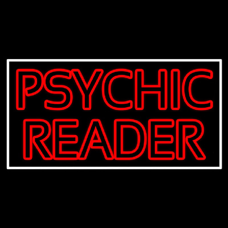 Red Double Stroke Psychic Reader White Border Neon Skilt