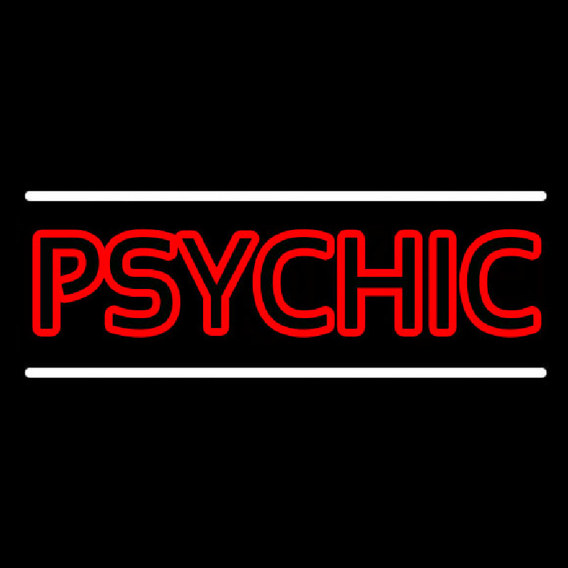 Red Double Stroke Psychic White Line Neon Skilt