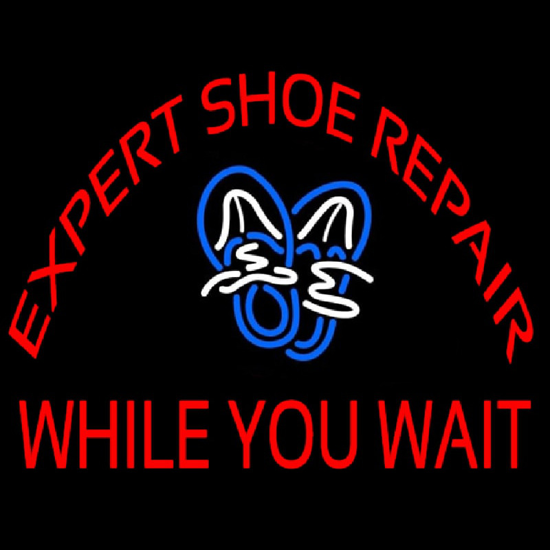 Red E pert Shoe Repair Neon Skilt