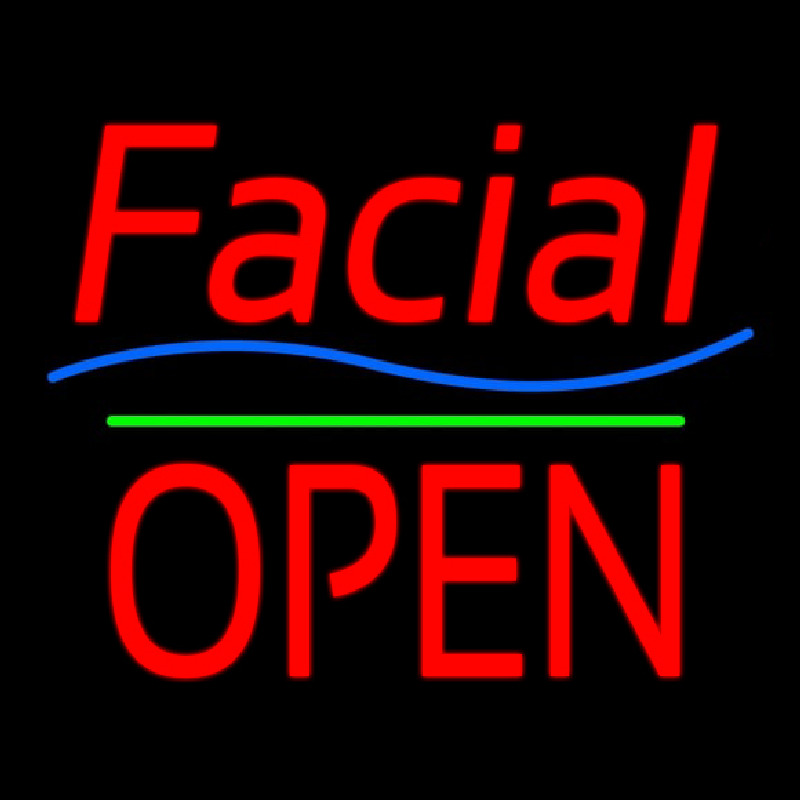 Red Facial Block Open Neon Skilt