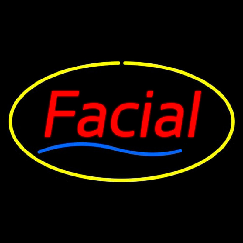 Red Facial Yellow Oval Border Neon Skilt