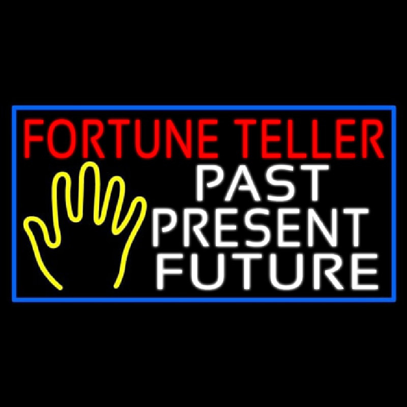 Red Fortune Teller With Yellow Palm Neon Skilt