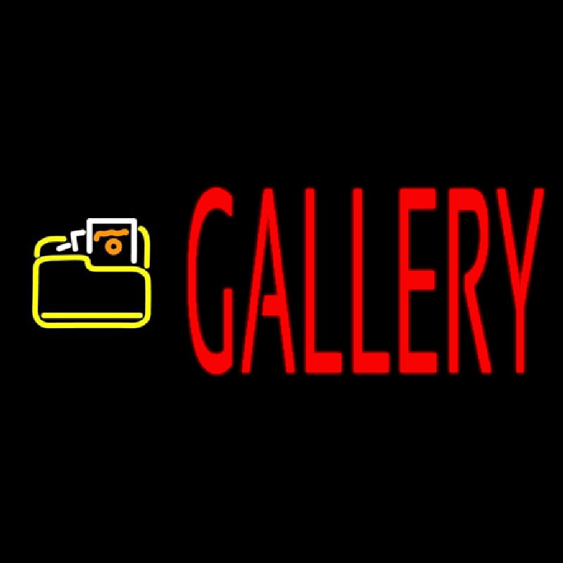 Red Gallery With Logo Neon Skilt