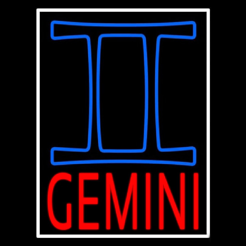 Red Gemini White Border Neon Skilt