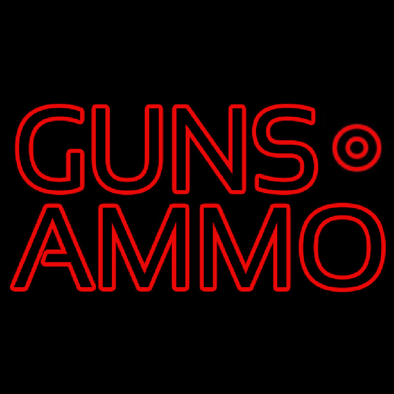 Red Guns Ammo Neon Skilt