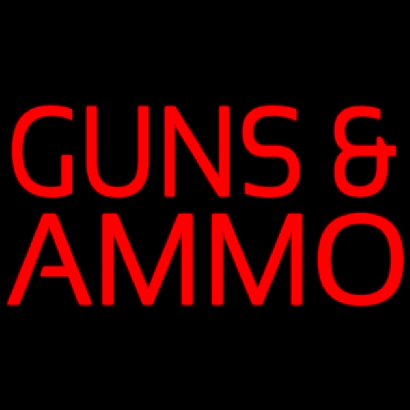 Red Guns And Ammo Block Neon Skilt