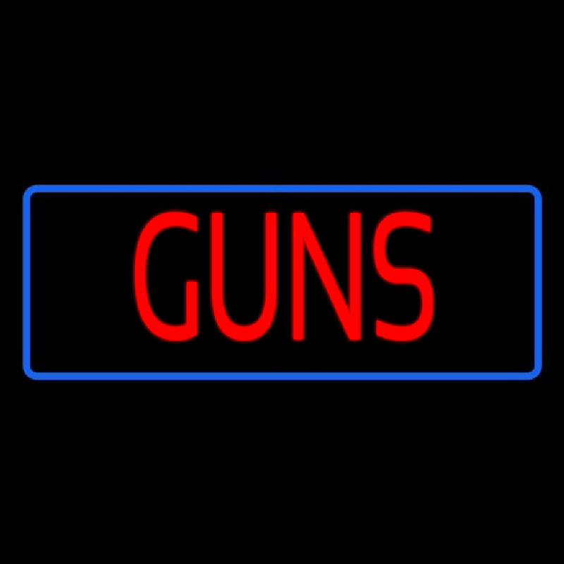 Red Guns Blue Border Neon Skilt