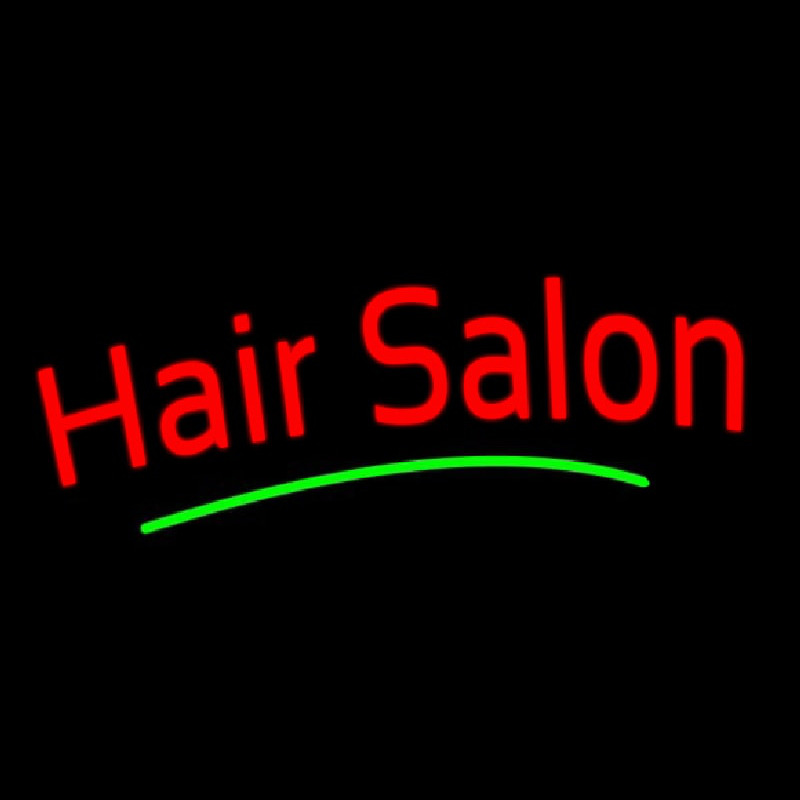 Red Hair Salon Green Line Neon Skilt