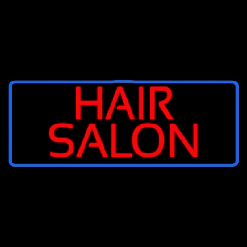 Red Hair Salon With Blue Border Neon Skilt