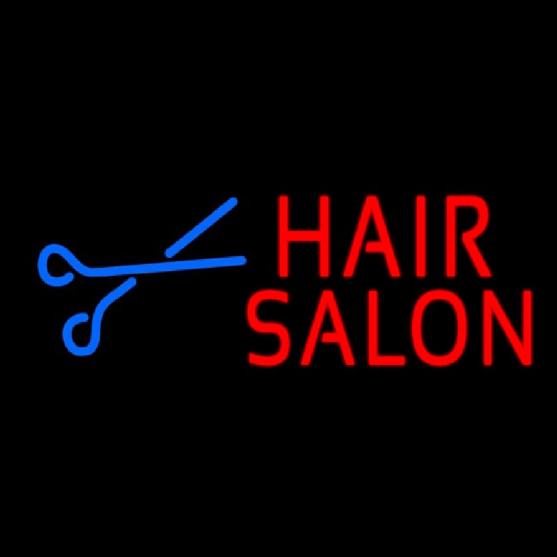 Red Hair Salon With Scissor Neon Skilt