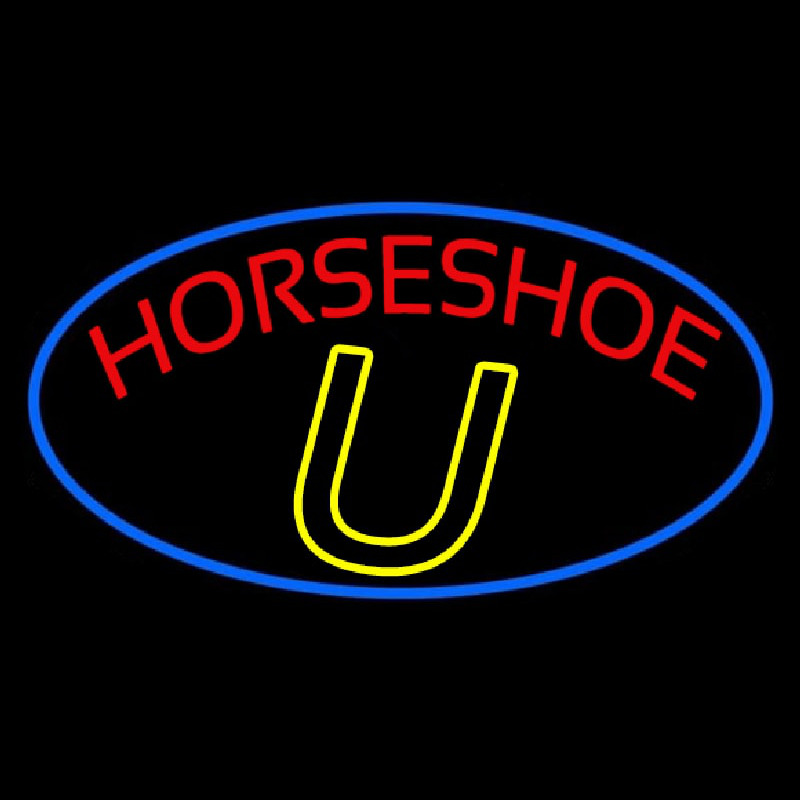 Red Horseshoe Blue Border Neon Skilt