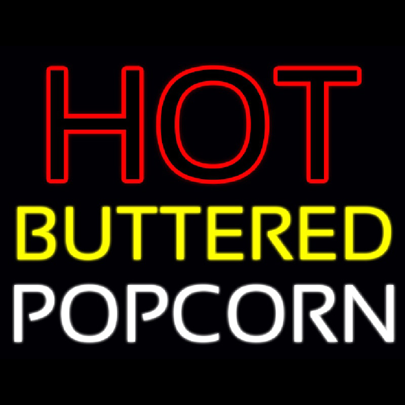 Red Hot Yellow Buttered White Popcorn Neon Skilt