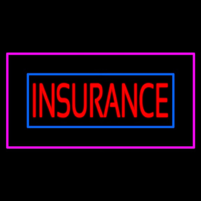 Red Insurance Blue And Pink Border Neon Skilt