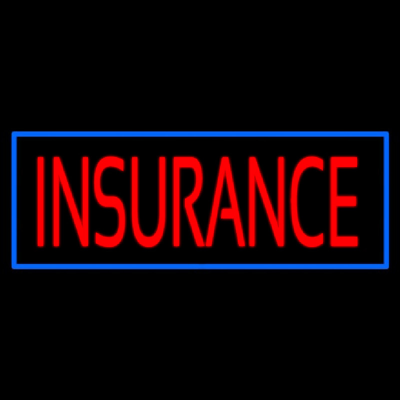 Red Insurance Blue Border Neon Skilt