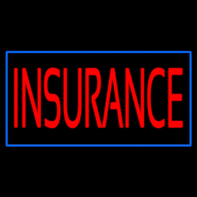 Red Insurance With Blue Border Neon Skilt