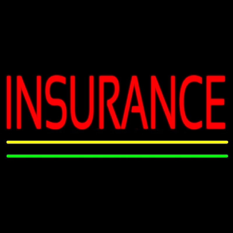 Red Insurance Yellow Green Lines Neon Skilt