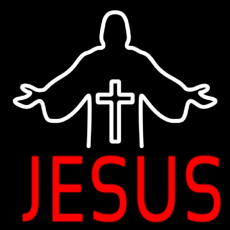 Red Jesus Christian Cross Neon Skilt