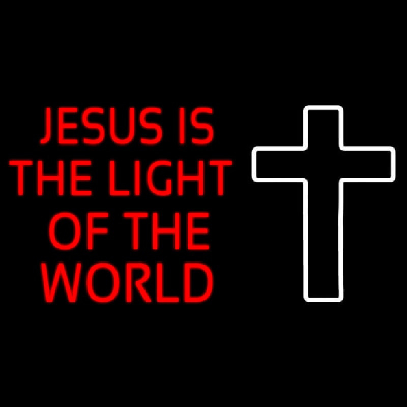 Red Jesus Is The Light Of The World Neon Skilt