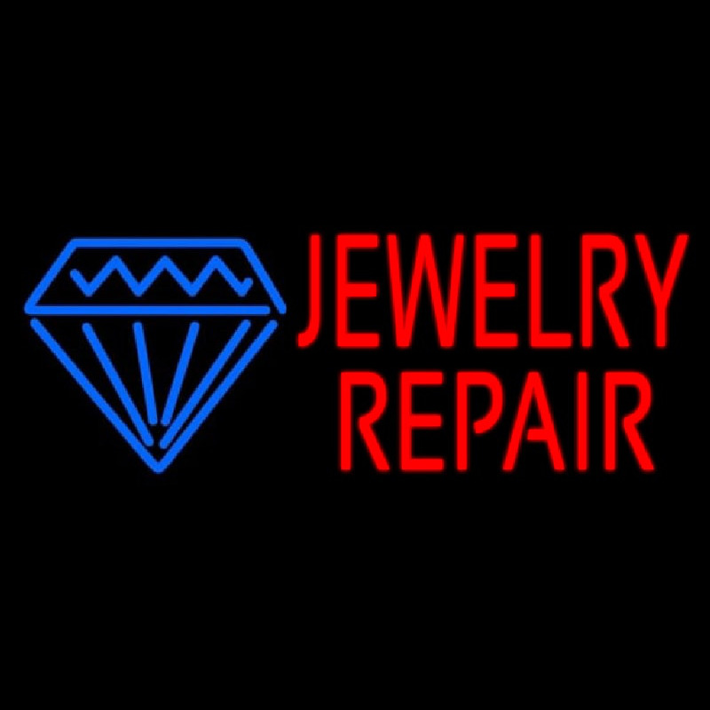 Red Jewelry Repair Block Neon Skilt