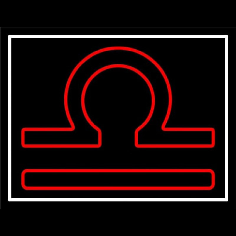 Red Libra White Border Neon Skilt