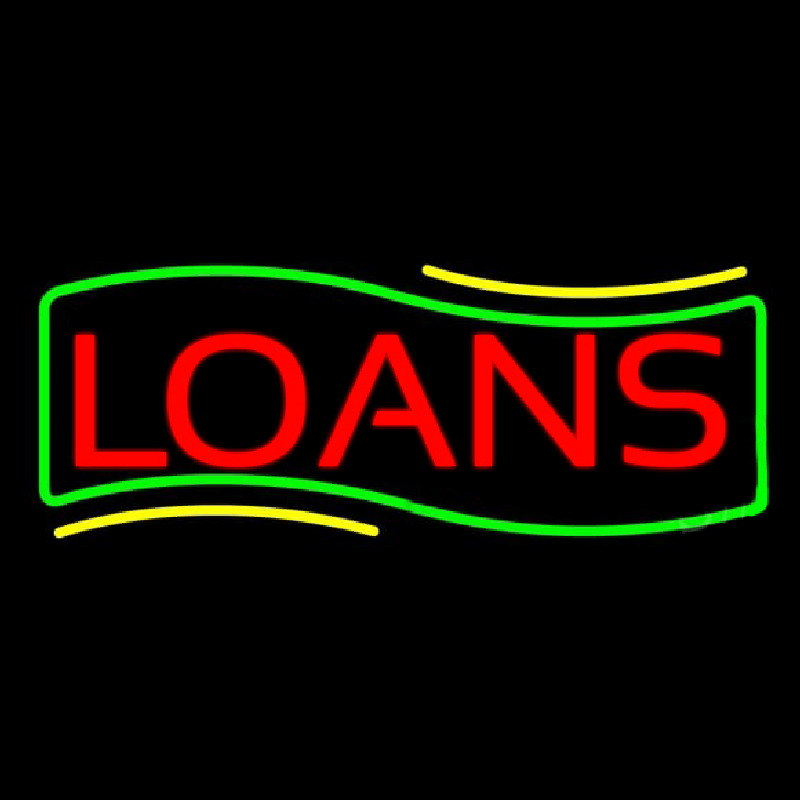 Red Loans Green Border Neon Skilt