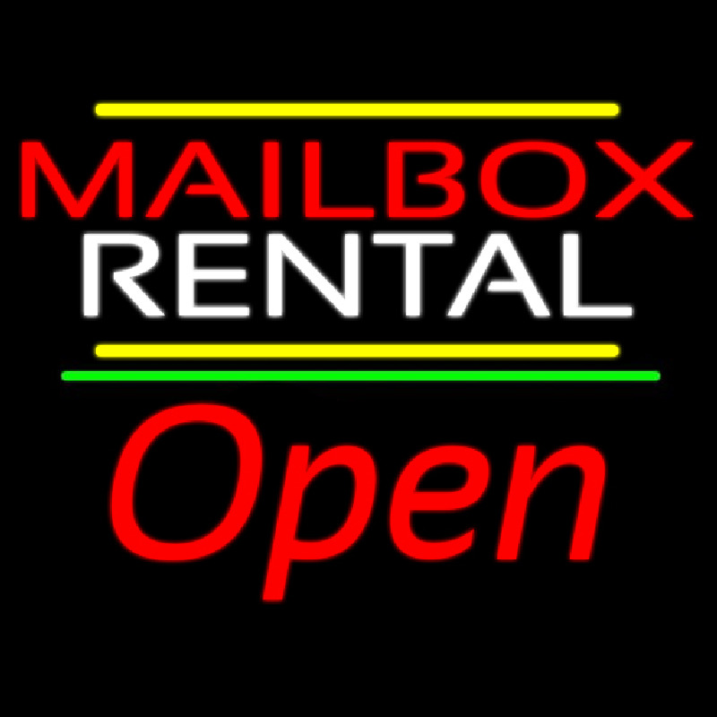 Red Mailbo  Blue Rental Open 2 Neon Skilt