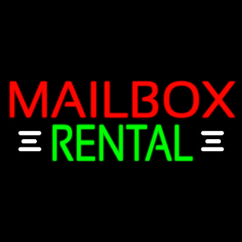 Red Mailbo  Rental With White Line 1 Neon Skilt