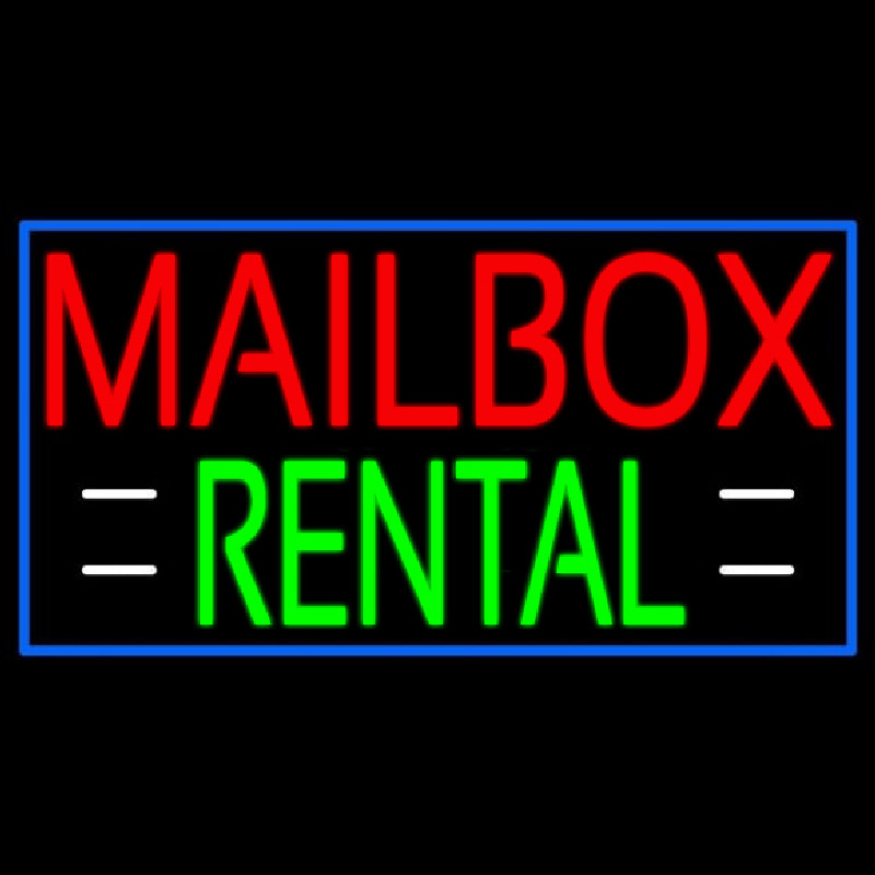 Red Mailbo  Rental With White Line 2 Neon Skilt