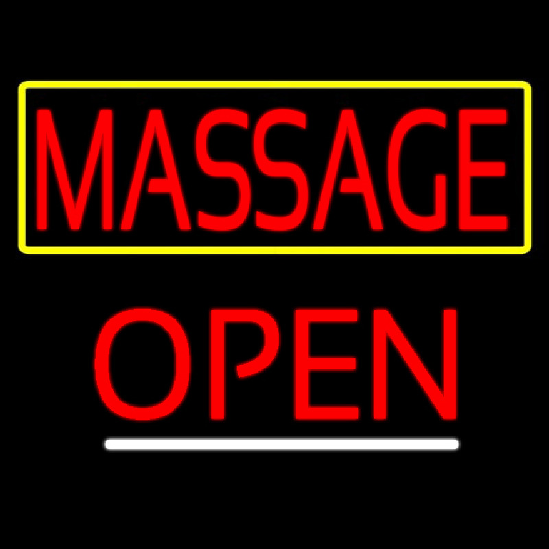 Red Massage With Yellow Border Open Neon Skilt