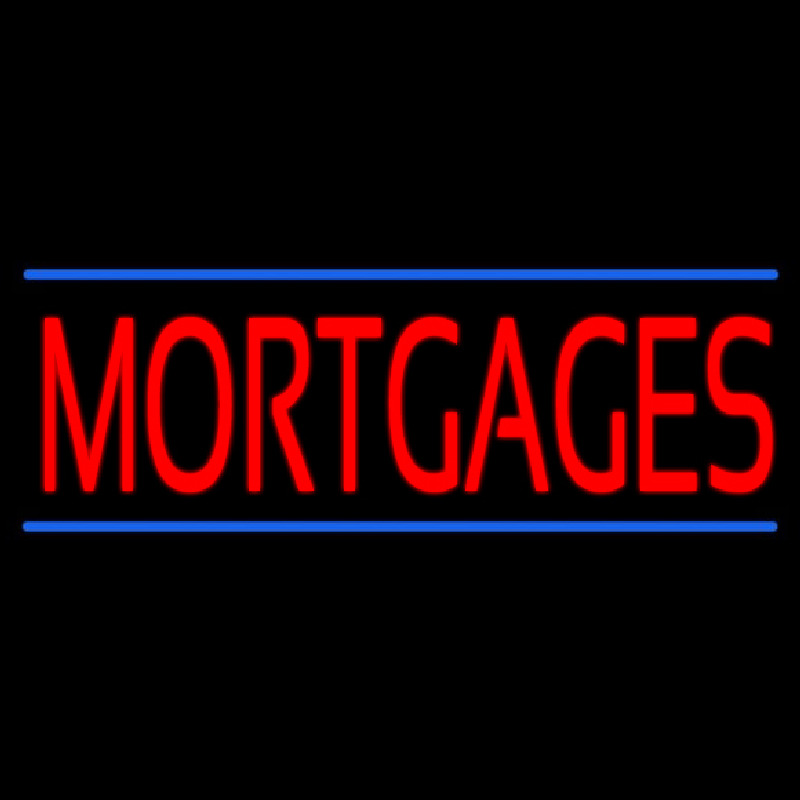 Red Mortgages Blue Lines Neon Skilt