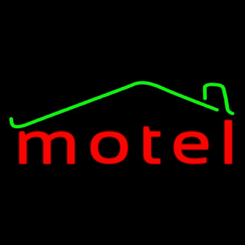 Red Motel With Symbol Neon Skilt