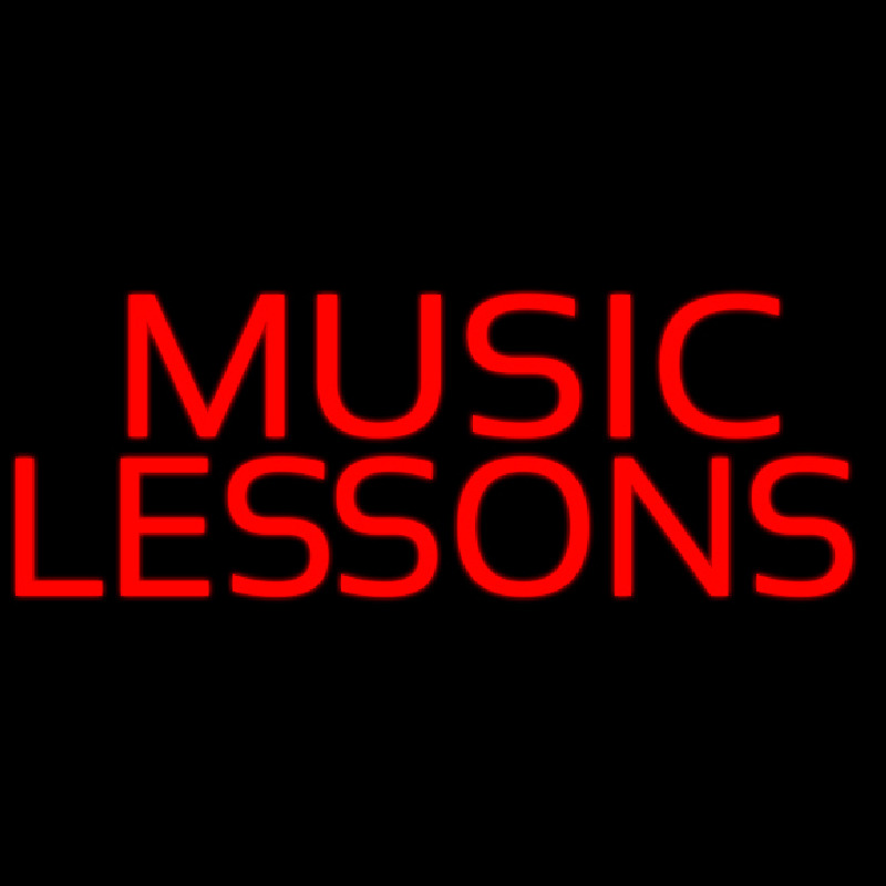 Red Music Lessons Neon Skilt