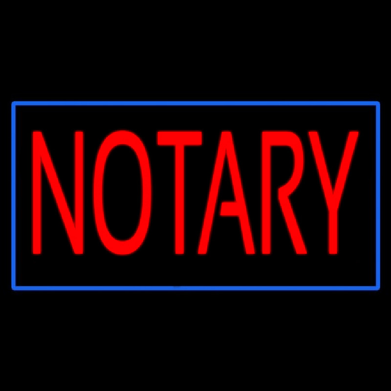 Red Notary Blue Border Neon Skilt