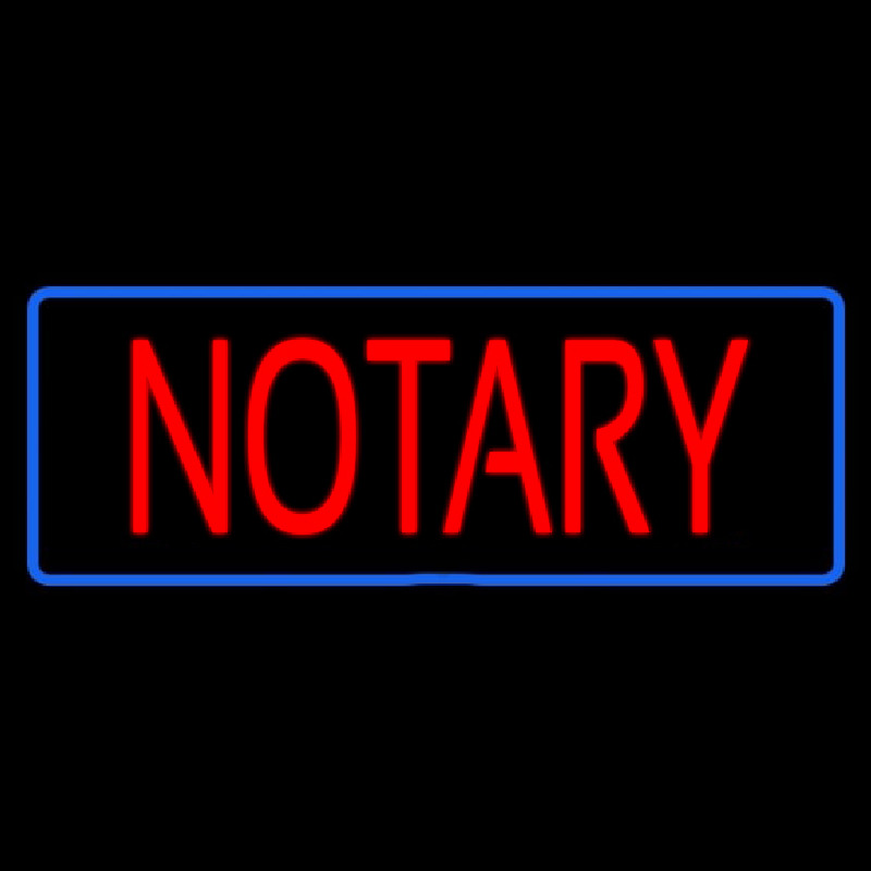 Red Notary Blue Border Neon Skilt