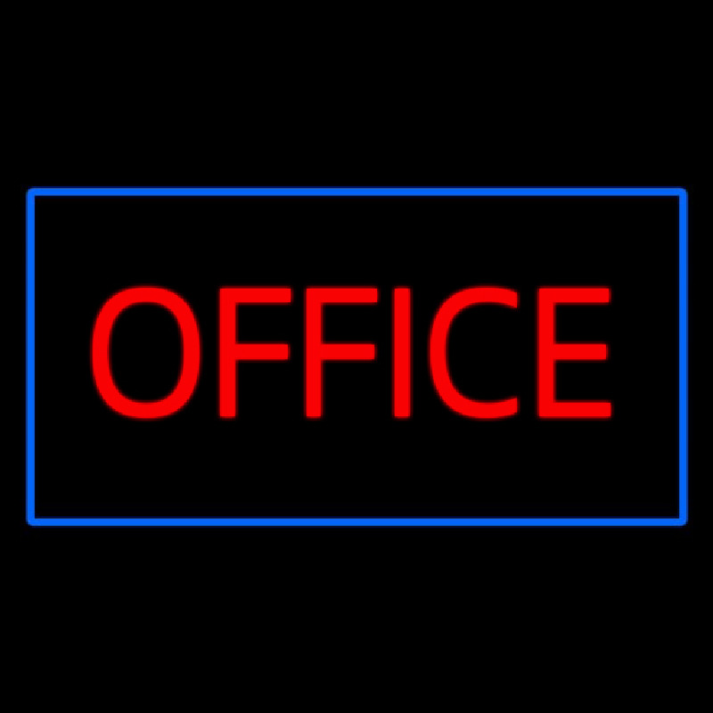 Red Office Blue Neon Skilt