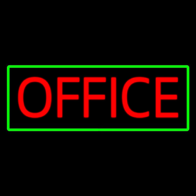 Red Office Green Border Neon Skilt