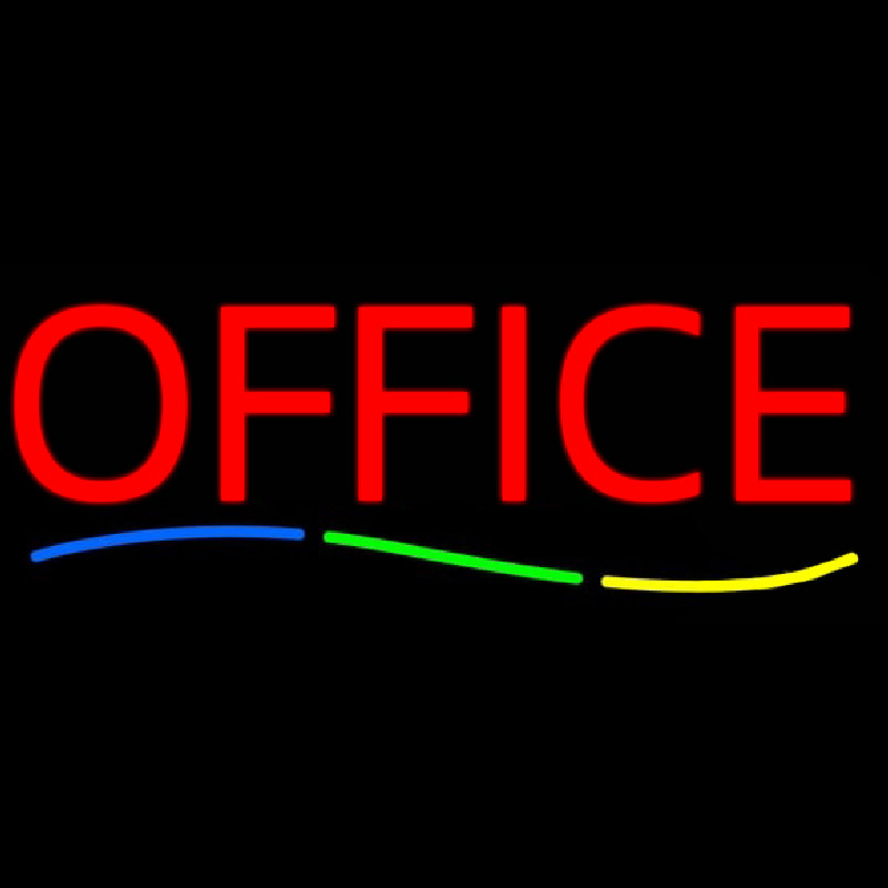 Red Office Multi Colored Line Neon Skilt