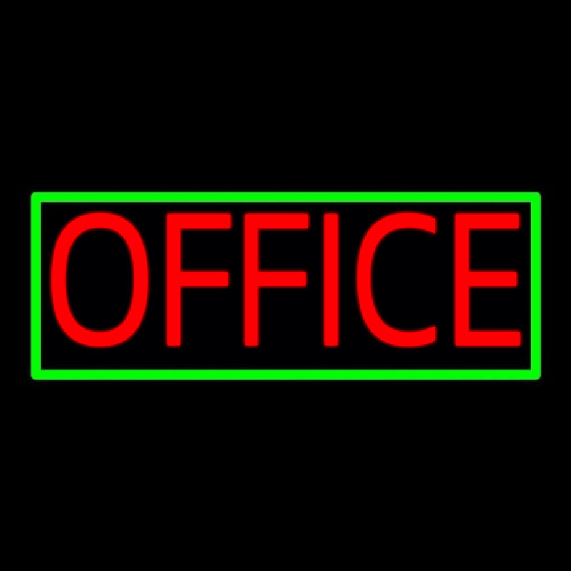 Red Office With Green Border Neon Skilt