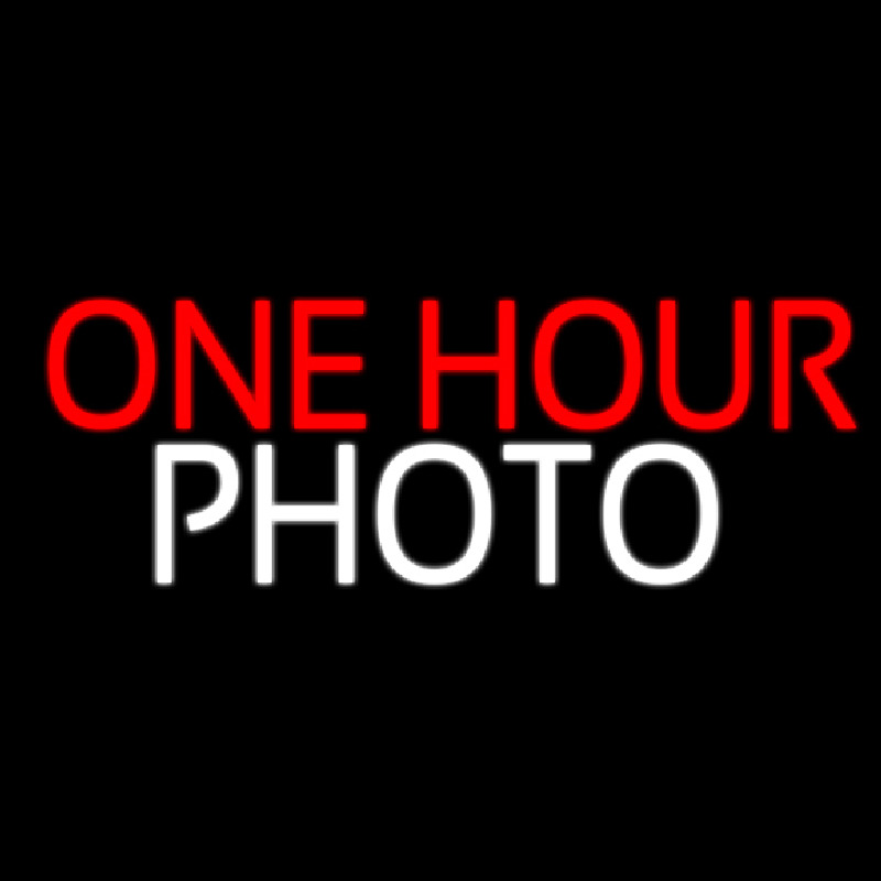 Red One Hour Photo Block Neon Skilt