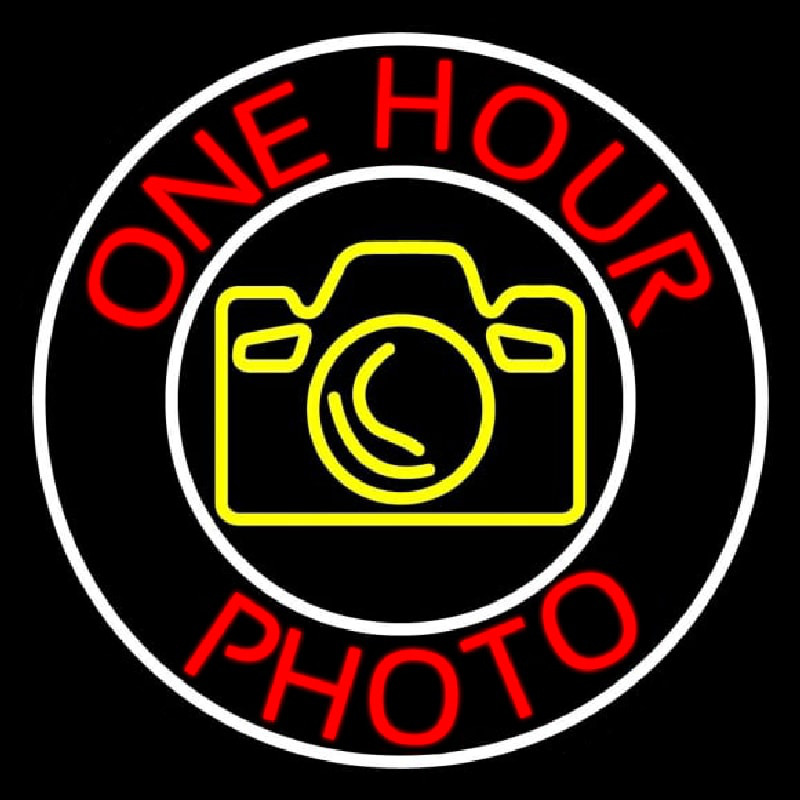 Red One Hour Photo Neon Skilt